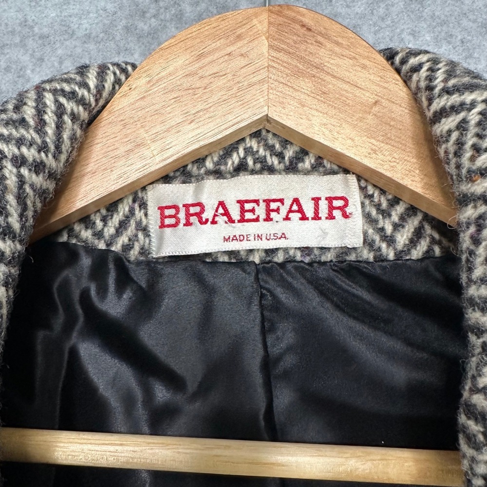 VTG Braefair Wool Herringbone Tweed Blazer Jacket Womens 12 Oversized Two Button - Picture 7 of 10
